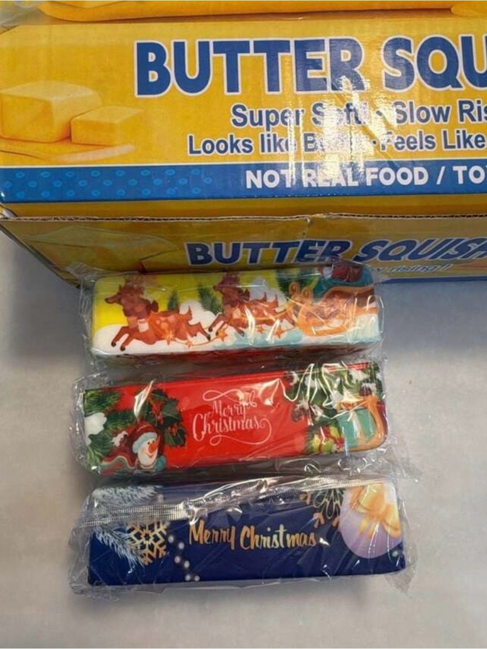 Butter Christmas Squishies in Holiday Prints